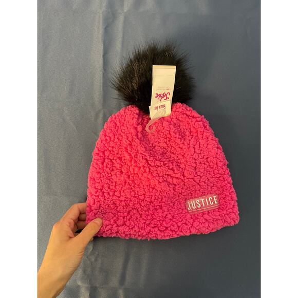 Justice Faux Fur Beanie Color Pink One Size Pre-Owned - Picture 5 of 11